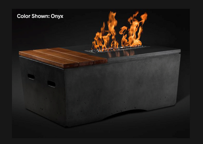 Fire Table Oasis: Rectangular 48" with Match Ignition - Free Cover ✓ [Slick Rock Concrete] | Outdoor Heat Direct