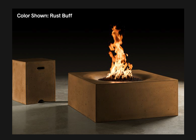 Square Fire Table Horizon 36" with Electronic Ignition - Free Cover ✓ [Slick Rock Concrete]