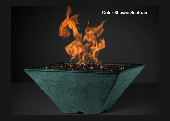 Fire Bowl  Ridgeline: Square with Match Ignition - Free Cover ✓ [Slick Rock Concrete] | Outdoor Heat Direct