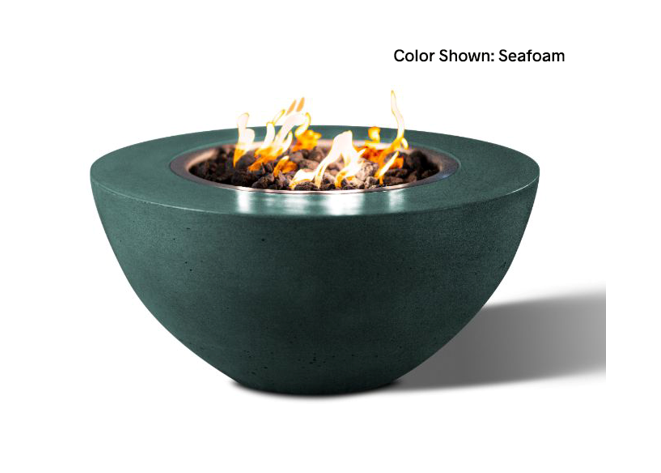 Round Fire Bowl Oasis 34" with Electronic Ignition - Free Cover ✓ [Slick Rock Concrete] | Outdoor Heat Direct 