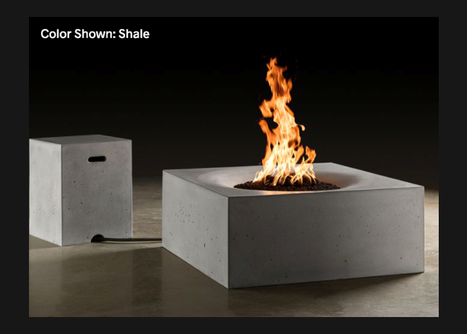 Square Fire Table Horizon 36" with Electronic Ignition - Free Cover ✓ [Slick Rock Concrete]