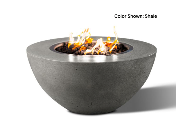 Round Fire Bowl Oasis 34" with Electronic Ignition - Free Cover ✓ [Slick Rock Concrete] | Outdoor Heat Direct 