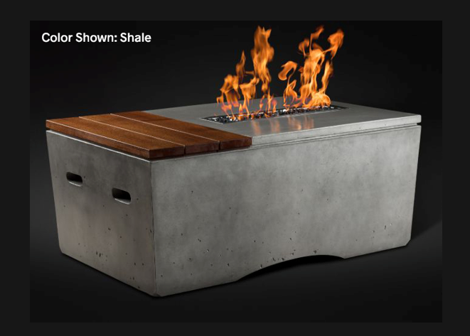 Fire Table Oasis: Rectangular  48" with Electronic Ignition - Free Cover ✓ [Slick Rock Concrete]