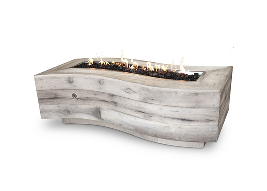 The Outdoor Plus Big Sur Wood Grain Concrete Fire Pit + Free Cover  | Outdoor Heat Direct