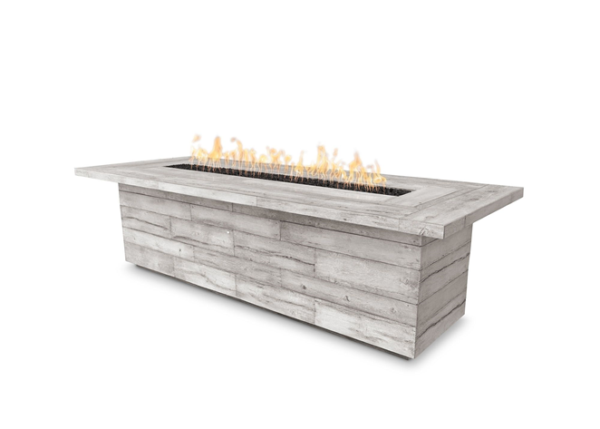 The Outdoor Plus Laguna Wood Grain Concrete Fire Table + Free Cover - The Fire Pit Collection