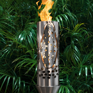 The Outdoor Plus Coral Fire Torch / Stainless Steel + Free Cover - The Fire Pit Collection