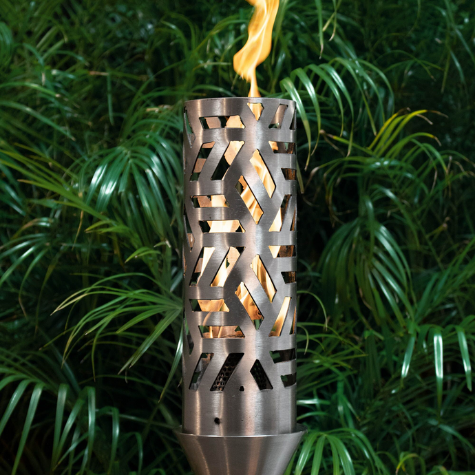 The Outdoor Plus Cubist Fire Torch / Stainless Steel + Free Cover - The Fire Pit Collection