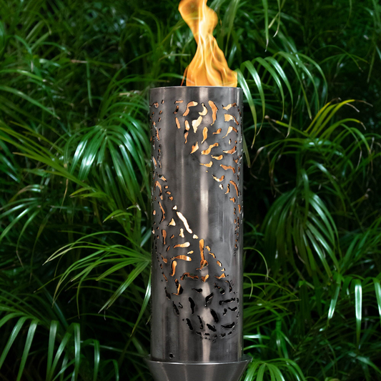 The Outdoor Plus Tiki Fire Torch / Stainless Steel + Free Cover  | Outdoor Heat Direct