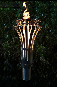 The Outdoor Plus Gothic Fire Torch / Stainless Steel + Free Cover - The Fire Pit Collection
