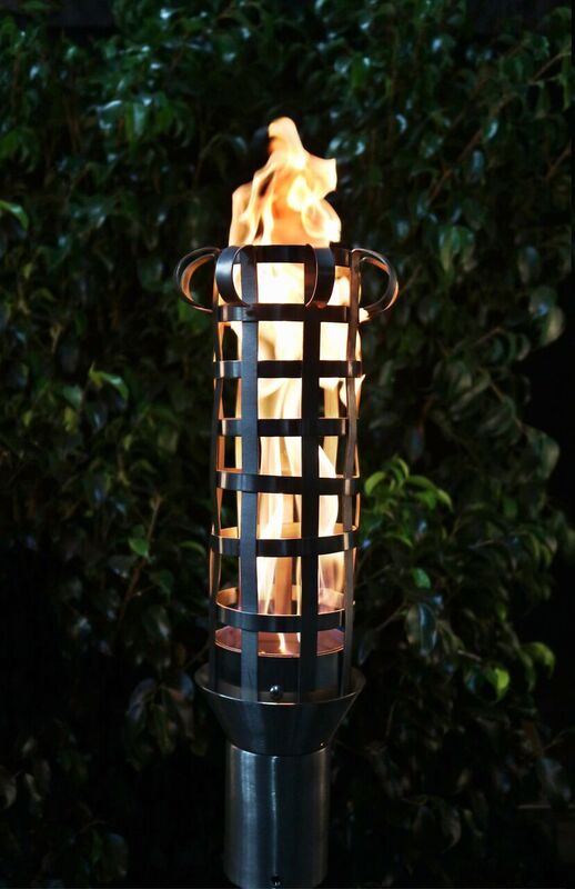 The Outdoor Plus Box Weave Fire Torch / Stainless Steel + Free Cover  | Outdoor Heat Direct