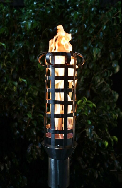 The Outdoor Plus Box Weave Fire Torch / Stainless Steel + Free Cover  | Outdoor Heat Direct