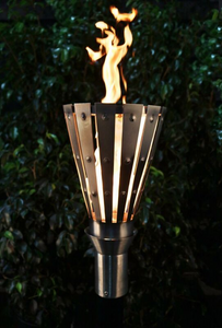 The Outdoor Plus Trojan Fire Torch / Stainless Steel + Free Cover - The Fire Pit Collection