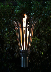 The Outdoor Plus Basket Fire Torch / Stainless Steel + Free Cover - The Fire Pit Collection