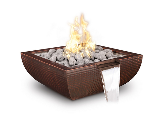 The Outdoor Plus Avalon Hammered Copper Fire & Water Bowl + Free Cover - Outdoor Heat Direct