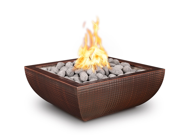 The Outdoor Plus Avalon Hammered Copper Fire Bowl + Free Cover - Outdoor Heat Direct