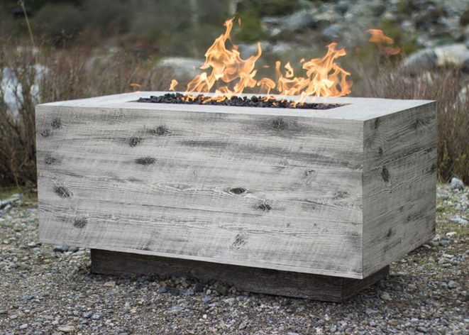 The Outdoor Plus Catalina Wood Grain Fire Pit + Free Cover  | Outdoor Heat Direct