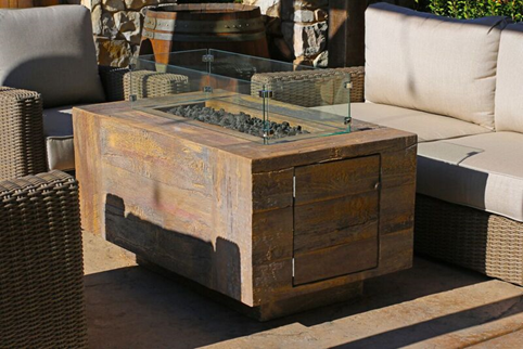 The Outdoor Plus Catalina Wood Grain Fire Pit + Free Cover | Outdoor Heat Direct