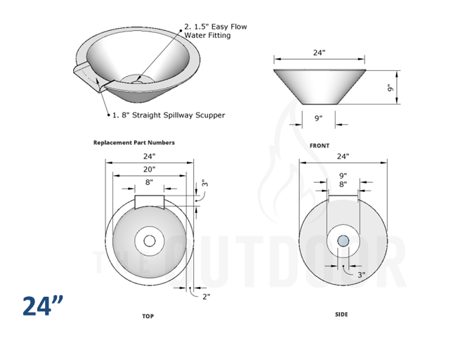 Cazo Concrete Water Bowl - Free Cover ✓ [The Outdoor Plus] | Outdoor Heat Direct