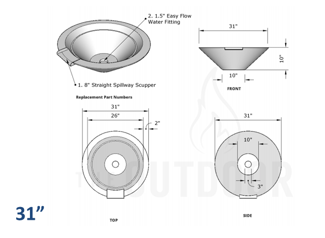 Cazo Concrete Water Bowl - Free Cover ✓ [The Outdoor Plus] | Outdoor Heat Direct