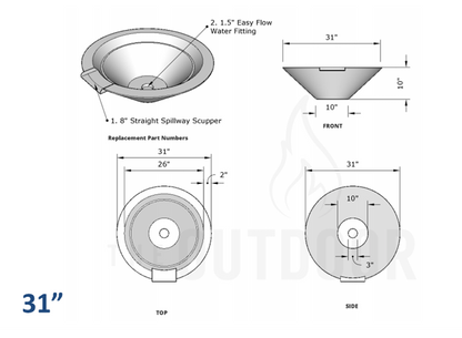 Cazo Concrete Water Bowl - Free Cover ✓ [The Outdoor Plus] | Outdoor Heat Direct