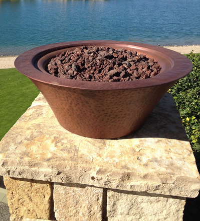 Cazo Hammered Copper Fire Bowl - Free Cover ✓ [The Outdoor Plus] | Outdoor Heat Direct