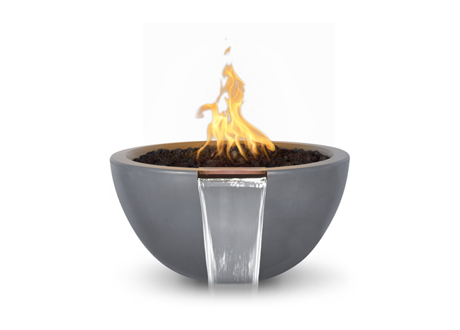 Luna Concrete Fire & Water Bowl - Free Cover ✓ [The Outdoor Plus]  | Outdoor Heat Direct