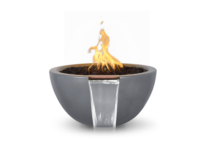 The Outdoor Plus Luna Concrete Fire & Water Bowl + Free Cover - The Fire Pit Collection