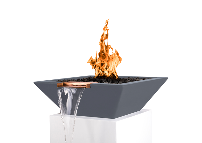 Maya Concrete Fire & Water Bowl  - Free Cover ✓ [The Outdoor Plus] | Outdoor Heat Direct