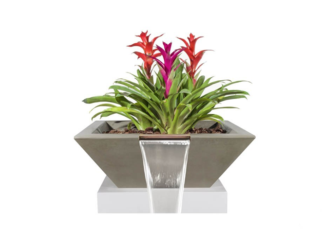 Maya Concrete Planter Bowl with Water [The Outdoor Plus] | Outdoor Heat Direct