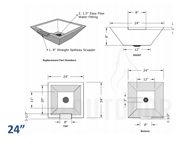 Maya Concrete Water Bowl - Free Cover ✓ [The Outdoor Plus]| Outdoor Heat Direct