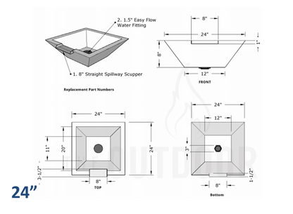 Maya Concrete Water Bowl - Free Cover ✓ [The Outdoor Plus]| Outdoor Heat Direct