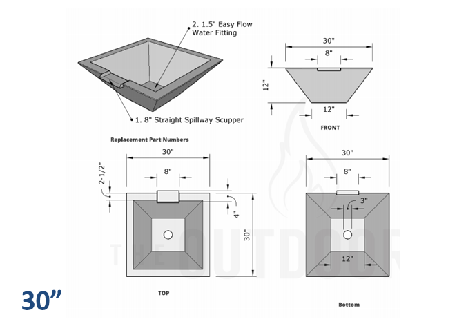 Maya Concrete Water Bowl - Free Cover ✓ [The Outdoor Plus]| Outdoor Heat Direct