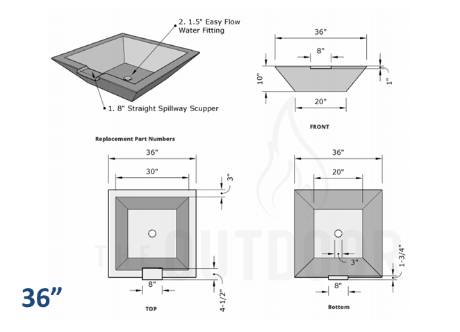 Maya Concrete Water Bowl - Free Cover ✓ [The Outdoor Plus]| Outdoor Heat Direct
