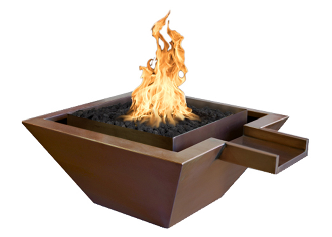 Maya Gravity Spill Copper Fire & Water Bowl -  Free Cover ✓ [The Outdoor Plus] | Outdoor Heat Direct