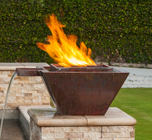 The Outdoor Plus Maya Overflow Copper Fire & Water Bowl + Free Cover - The Fire Pit Collection