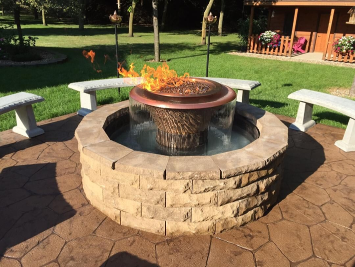 Olympian Round 360° Copper Fire & Water Bowl - Free Cover ✓ [The Outdoor Plus] | Outdoor Heat Direct