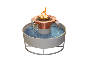 The Outdoor Plus Olympian Round 4-Way Copper Fire & Water Bowl + Free Cover - The Fire Pit Collection