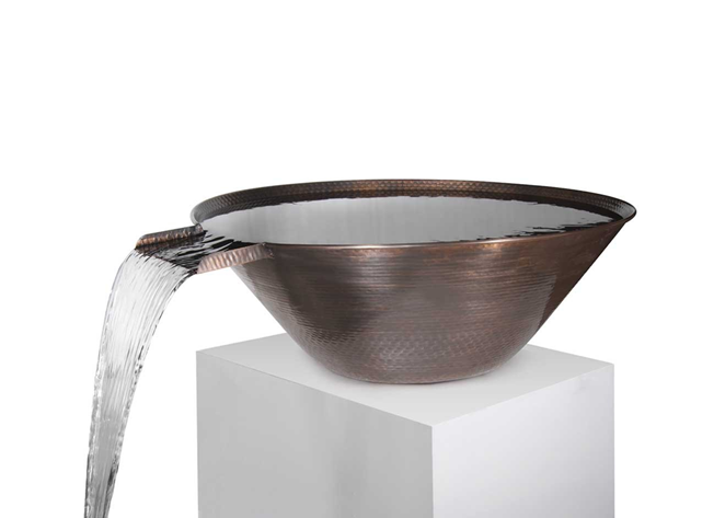 Remi Hammered Copper Water Bowl 31" - Free Cover ✓ [The Outdoor Plus] | Outdoor Heat Direct 