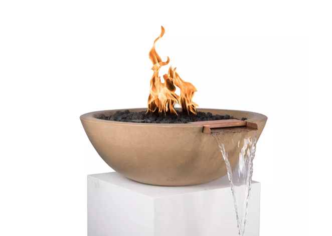 Sedona Concrete Fire & Water Bowl - Free Cover ✓ [The Outdoor Plus] | Outdoor Heat Direct