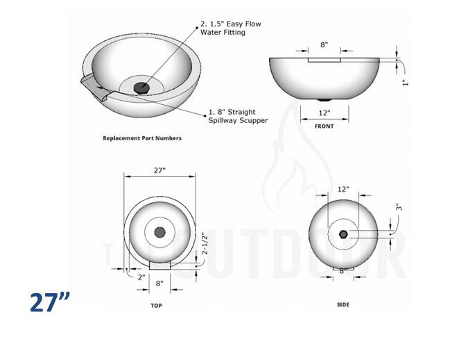 Sedona Concrete Water Bowl - Free Cover ✓ [The Outdoor Plus] | Outdoor Heat Direct