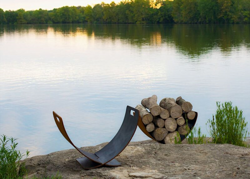 Wings in Flight Log Rack [Fire Pit Art]a | Outdoor Heat Direct