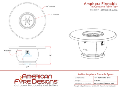 Amphora Firetable + Free Cover - American Fyre Designs | Outdoor Heat Direct