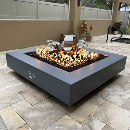 The Outdoor Plus Cabo Square Metal Fire Pit + Free Cover | Outdoor Heat Direct