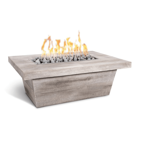 The Outdoor Plus Carson Wood Grain Concrete Fire Pit + Free Cover | Outdoor Heat Direct