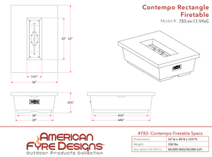Contempo Rectangle Firetable + Free Cover - American Fyre Designs