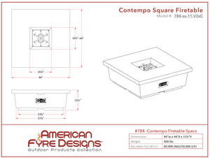 Contempo Square Firetable + Free Cover - American Fyre Designs