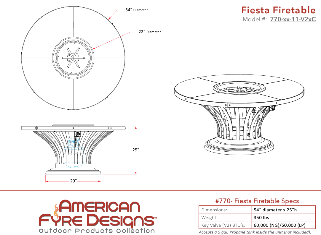 Fiesta Firetable + Free Cover - American Fyre Designs