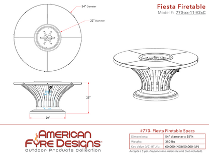 Fiesta Firetable + Free Cover - American Fyre Designs | Outdoor Heat Direct