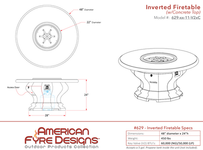 Inverted Firetable + Free Cover - American Fyre Designs | Outdoor Heat Direct