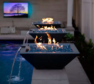 Maya Concrete Fire & Water Bowl  - Free Cover ✓ [The Outdoor Plus]